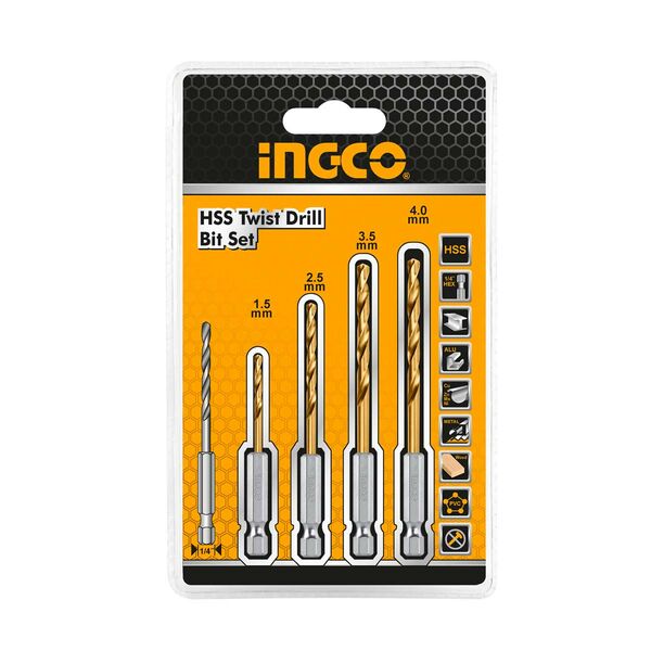 Ingco Τρυπάνια Μετάλλου hss με Υποδοχή 1/4" 1.5-4mm σετ 4 Τεμ. Akd1401 6928073680575 έως 12 Άτοκες Δόσεις