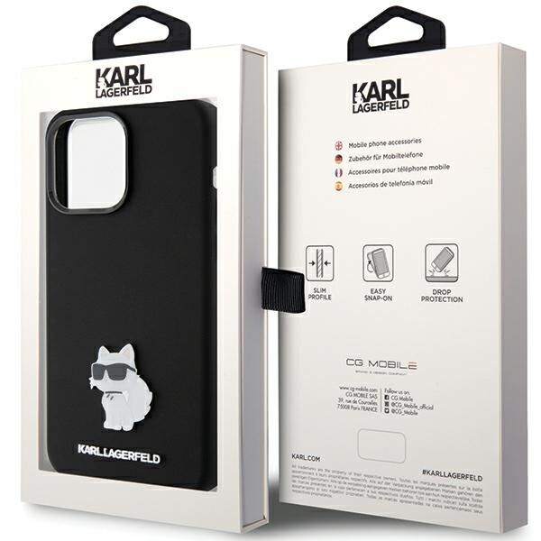 Karl Lagerfeld case for iPhone 15 Pro Max 6,7&quot; KLHCP15XSMHCNPK black HC SILICONE C METAL PIN 3666339166380