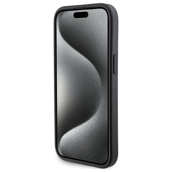 Guess case for iPhone 15 6,1&quot; GUHCP15SPGS4TDK black HC GRIPSTAND PU 4G TRIANGLE STRASS 3666339197292
