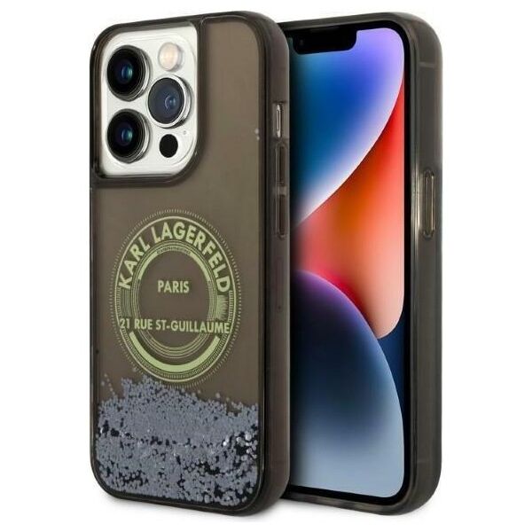 Karl Lagerfeld case for iPhone 14 Pro Max 6,7&quot; KLHCP14XLCRSGRK black hardcase Liquid Glitter RSG 3666339086039