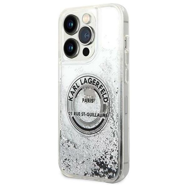 Karl Lagerfeld case for iPhone 14 Pro Max 6,7&quot; KLHCP14XLCRSGRS silver hardcase Liquid Glitter RSG 3666339085919