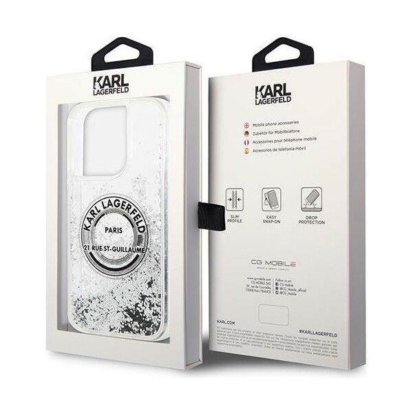 Karl Lagerfeld case for iPhone 14 Pro Max 6,7&quot; KLHCP14XLCRSGRS silver hardcase Liquid Glitter RSG 3666339085919