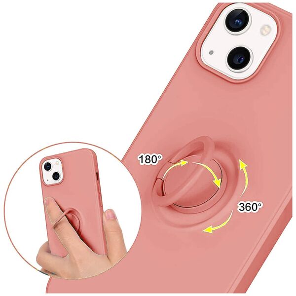 Case IPHONE 13 PRO Silicone Ring Magnetic Stand pink 5904161118268