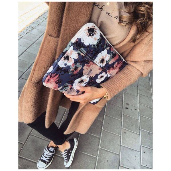 Case Canvaslife Sleeve Laptop 13" - 14" Navy Rose pattern 0795787711200