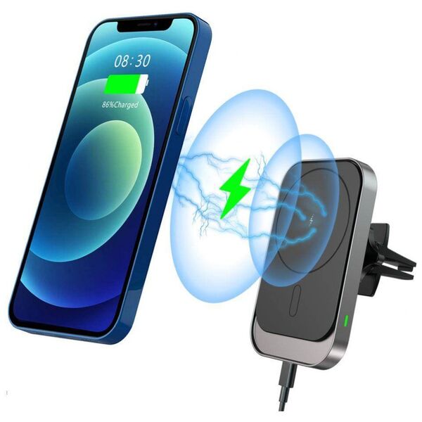 MagSafe Car Holder with 15W Wireless Charging for Supply / Ventilation Grille USB-C Tech-Protect CW19 black 6216990211096