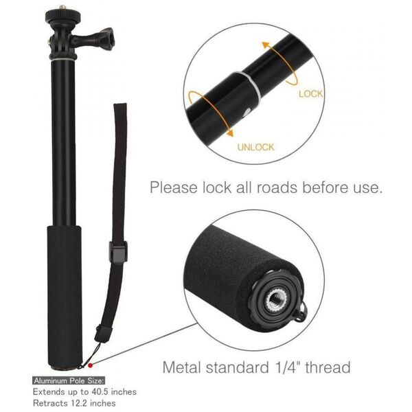 Selfie Stick for GoPro Hero Tech-Protect black 9589046917646