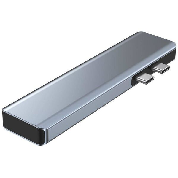 Splitter 7in1 USB HUB 2xUSB-C to 2xUSB + 2xUSB-C + HDMI + SD Card Reader + micro SD Adapter Tech-Protect V5-HUB grey 9589046919305