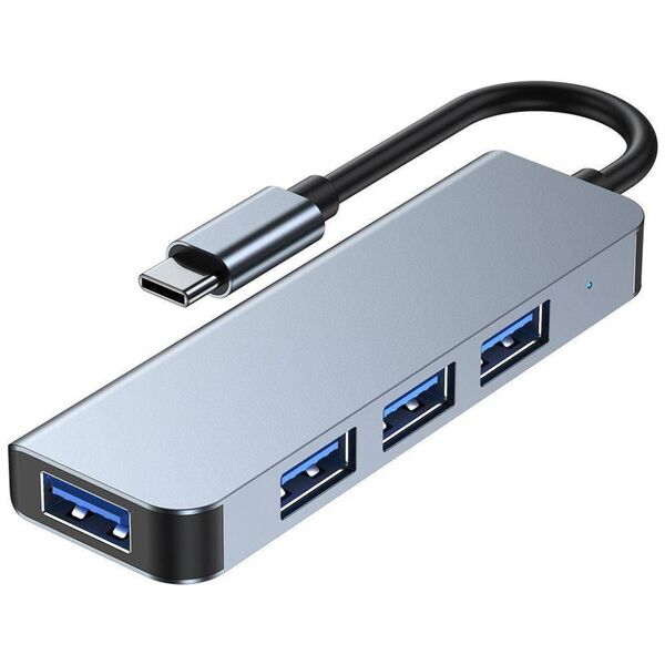Splitter 4in1 USB HUB USB-C to 4xUSB Adapter Tech-Protect V1-HUB grey 9589046919367