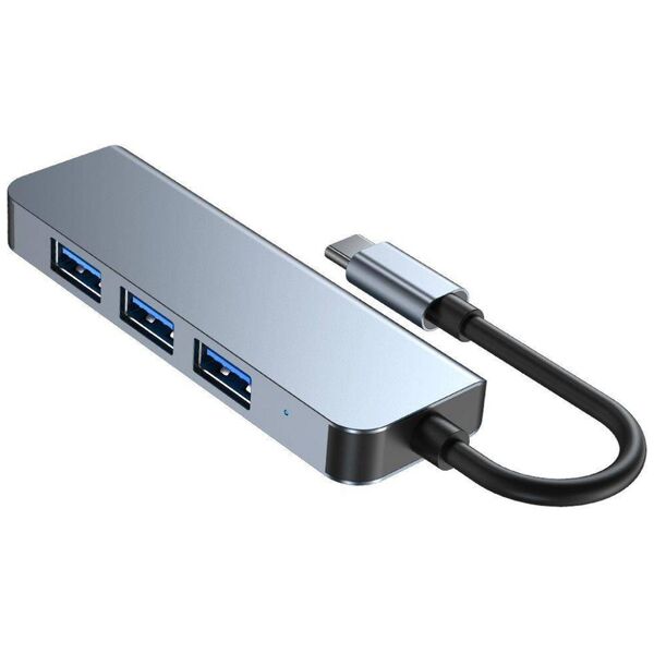Splitter 4in1 USB HUB USB-C to 4xUSB Adapter Tech-Protect V1-HUB grey 9589046919367