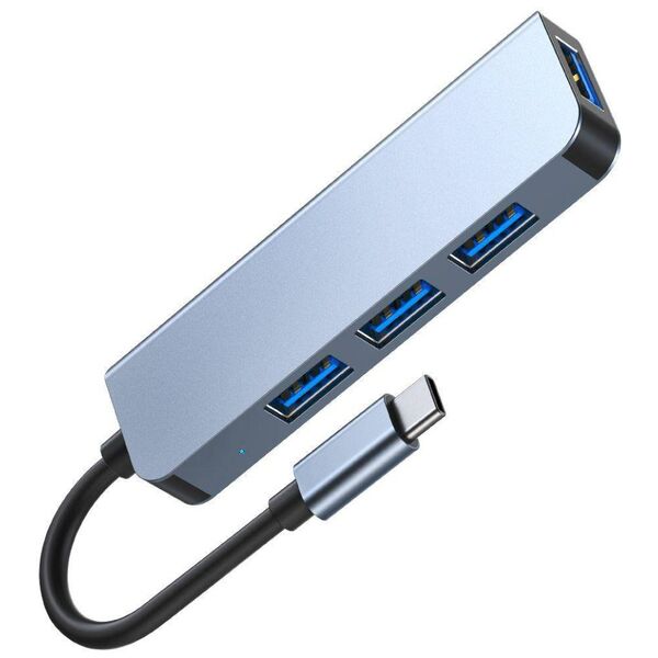 Splitter 4in1 USB HUB USB-C to 4xUSB Adapter Tech-Protect V1-HUB grey 9589046919367