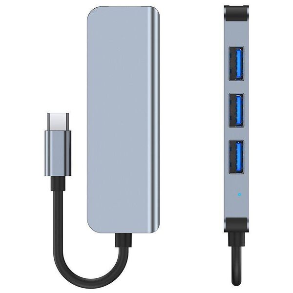 Splitter 4in1 USB HUB USB-C to 4xUSB Adapter Tech-Protect V1-HUB grey 9589046919367