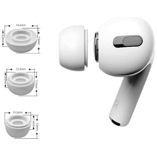 Silicone Ear Tips for Apple Airpods Pro 3-pack Tech-Protect white 9589046924415