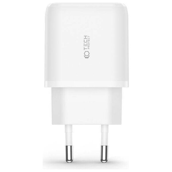 Charger 20W USB QC3.0 + USB-C PD Tech-Protect C20W white 9589046924293