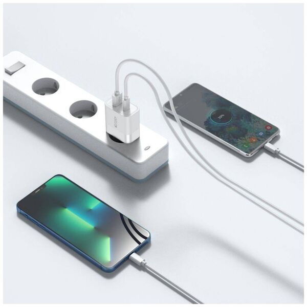 Charger 30W USB QC3.0 + USB-C PD Tech-Protect C30W white 9589046926792