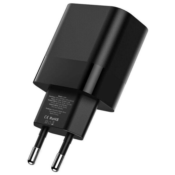 Charger 30W USB QC3.0 + USB-C PD Tech-Protect C30W black 9589046926808