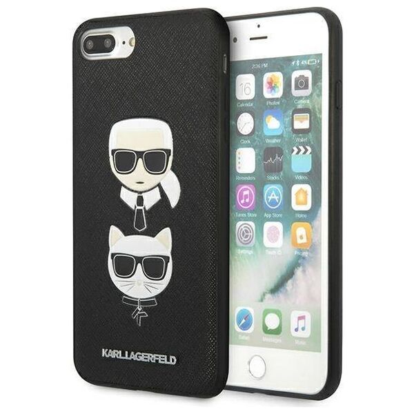 Original Case IPHONE 7+ / 8+ Karl Lagerfeld Hardcase Saffiano Ikonik Karl&Choupette Head (KLHCI8LSAKICKCBK) black 3666339054991