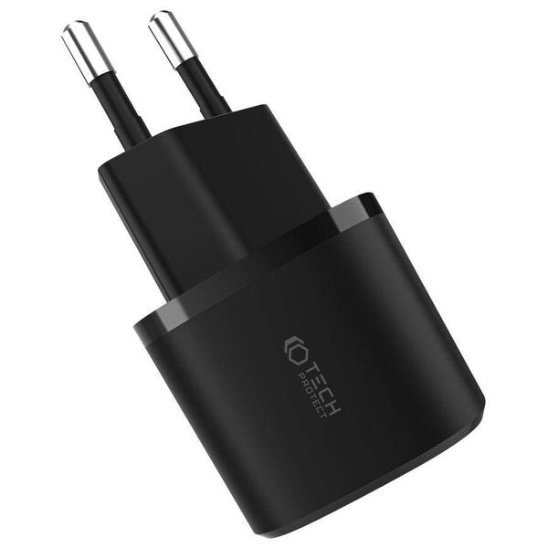 Wall Charger 20W USB QC3.0 + USB-C PD Tech-Protect C20W Mini black 9490713927373