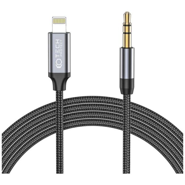 Cable 1m Lightning - AUX mini jack 3,5mm Tech-Protect Ultraboost black 9490713929087
