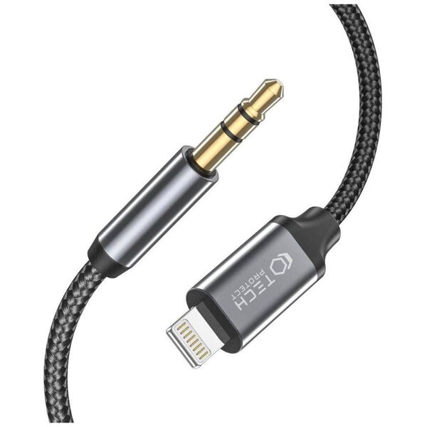 Cable 1m Lightning - AUX mini jack 3,5mm Tech-Protect Ultraboost black 9490713929087
