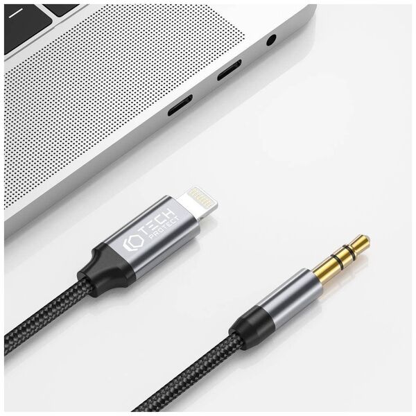 Cable 1m Lightning - AUX mini jack 3,5mm Tech-Protect Ultraboost black 9490713929087