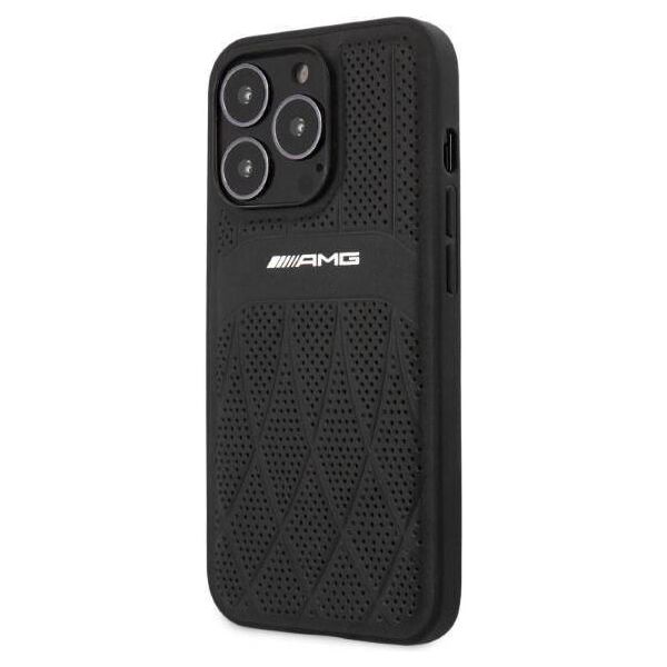 Case IPHONE 13 PRO MAX Mercedes AMG Hardcase Leather Curved Lines (AMHCP13XOSDBK) black 3666339019006