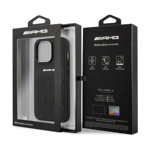 Case IPHONE 13 PRO MAX Mercedes AMG Hardcase Leather Curved Lines (AMHCP13XOSDBK) black 3666339019006
