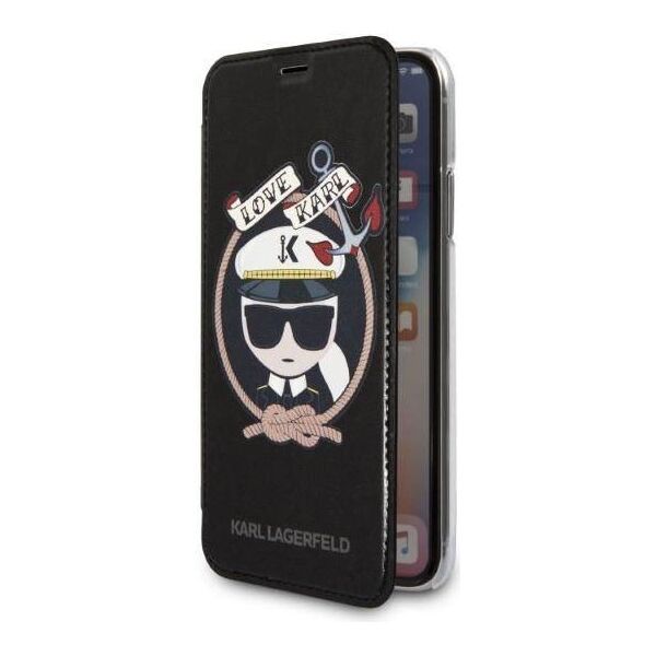 Original Case IPHONE X / XS Karl Lagerfeld Bookcase Signature Glitter black 3700740413623