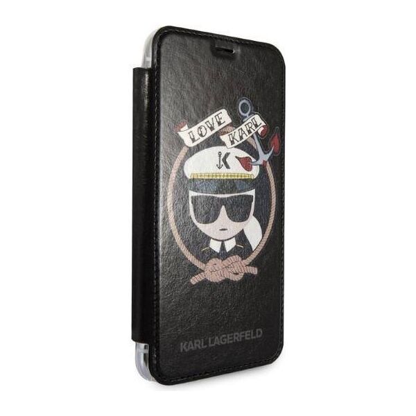 Original Case IPHONE X / XS Karl Lagerfeld Bookcase Signature Glitter black 3700740413623