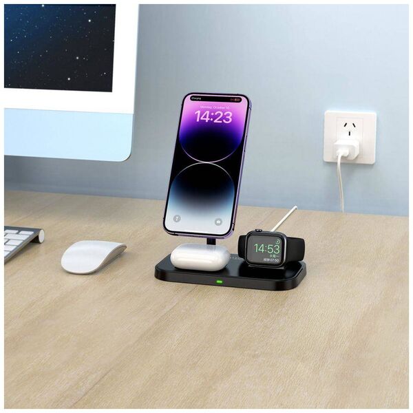 Wireless Magnetic Charger 3in1 15W for Smartphones with MagSafe, AirPods, Apple Watch Watch Tech-Protect QI15W A22 white 9490713930977