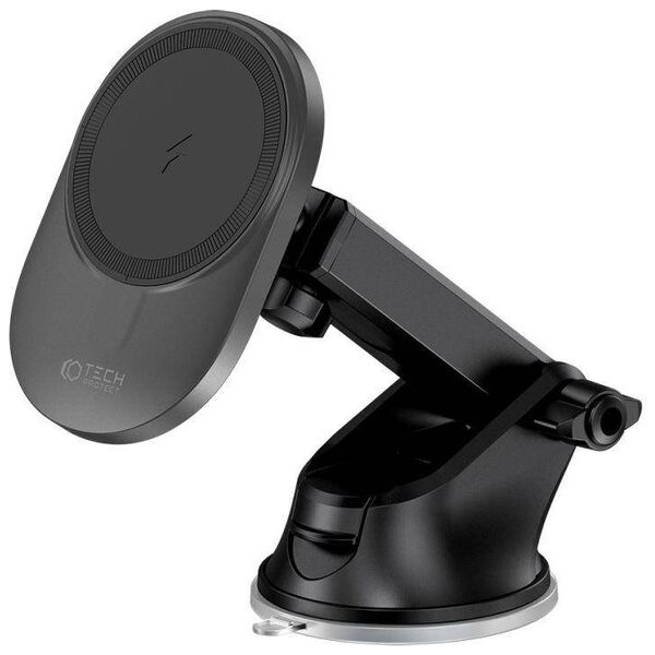 Magnetic Car Holder MagSafe with 15W Induction Charging for Dashboard / Ventilation Grille Telescopic Arm Tech-Protect MM15W-V1 black 9490713931073
