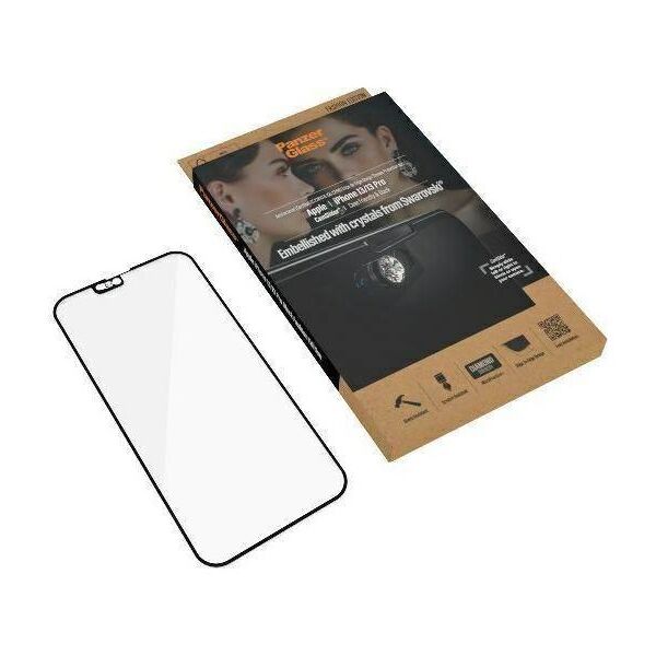 Tempered Glass 5D IPHONE 13 / 13 PRO PanzerGlass E2E Microfracture CamSlider Swarovsky Case Friendly AntiBacterial (2751) black 5711724027512