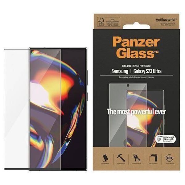 Tempered Glass SAMSUNG GALAXY S23 ULTRA PanzerGlass Ultra-Wide Fit Screen Protection (7324) 5711724073243