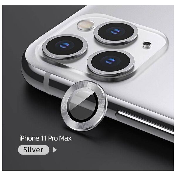 Tempered Glass for Camera IPHONE 11 PRO MAX USAMS Camera Lens Glass Metal Ring silver 6958444987576
