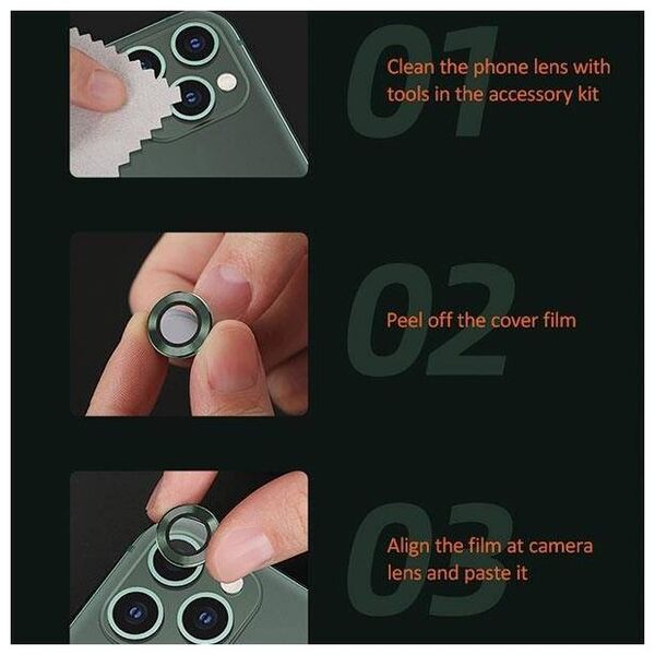 Tempered Glass for Camera IPHONE 11 USAMS Camera Lens Glass Metal Ring yellow 6958444987545