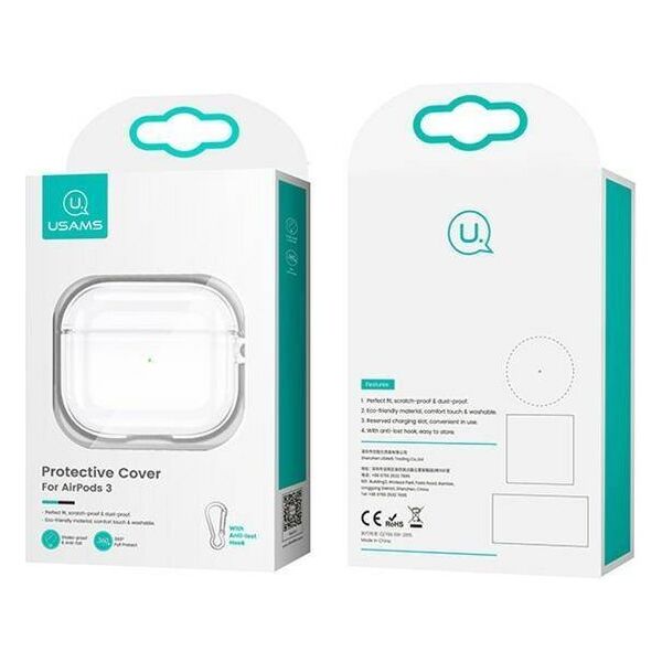 Case APPLE AIRPODS 3 USAMS Case Black (BH740AP02) transparent 6958444971315