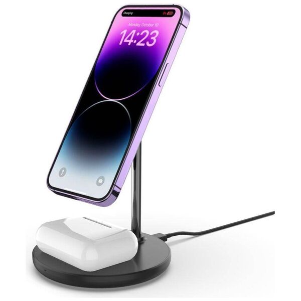 Magnetic 2-in-1 Wireless Charger MagSafe for Smartphone + AirPods Tech-Protect QI15W-A21 black 9490713931080