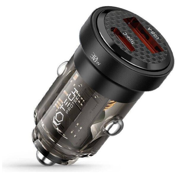 Car Charger 30W USB-C PD + QC3.0 USB Tech-Protect CC30W black 9490713933794