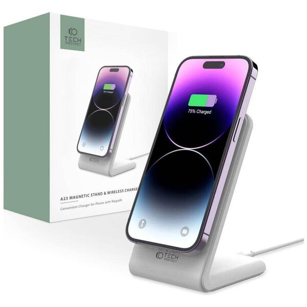 Wireless Charger 15W Magnetic MagSafe Tech-Protect QI15W-A23 white 9490713934364