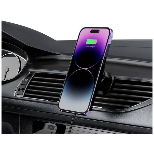 Magnetic MagSafe Car Mount with Wireless Charging 15W for Vent Car Tech-Protect MM15W-V1 black 9490713934562