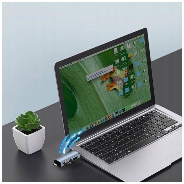 Adapter USB + USB-C SD Card Reader + microSD Tech-Protect UltraBoost grey 9490713934685