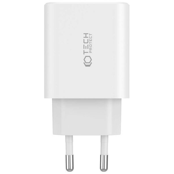 Wall Charger 30W 2x PD USB-C + QC3.0 USB Tech-Protect C30W white 9490713935262
