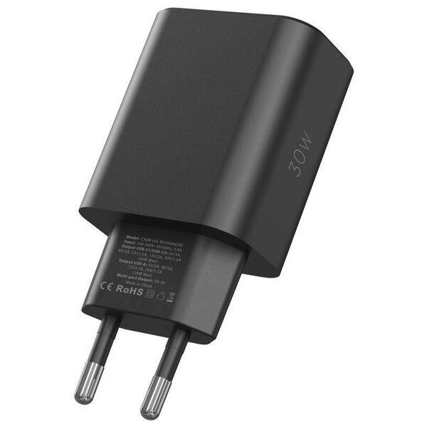Wall Charger 30W 2x PD USB-C + QC3.0 USB Tech-Protect C30W white 9490713935262