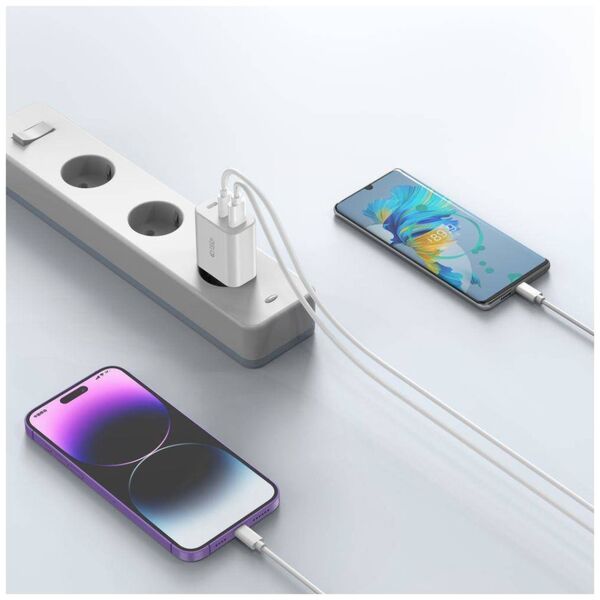 Wall Charger 30W 2x PD USB-C + QC3.0 USB Tech-Protect C30W white 9490713935262