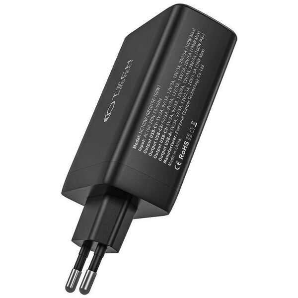 Wall Charger 100W 3x USB-C PD + QC3.0 USB Tech-Protect NC100W-GAN white 9490713934814