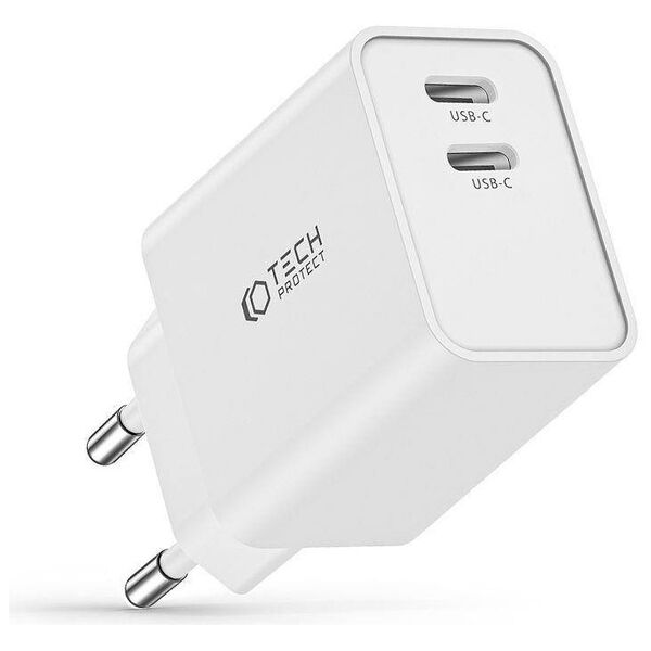 Wall Charger 35W 2x USB-C PD Tech-Protect C35W white 9490713936078