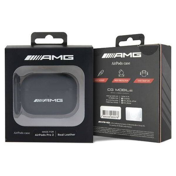 Original Case APPLE AIRPODS PRO 2 Mercedes AMG Cover Leather White Logo (AMAP2SLWK) black 3666339113605