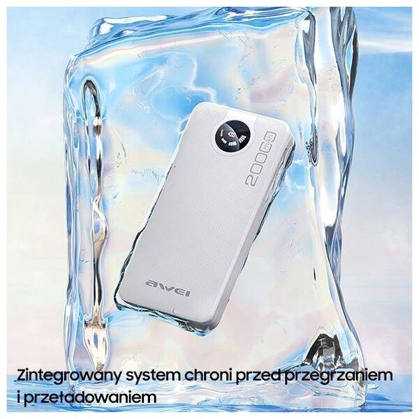 Powerbank 20000mAh Display + Cables USB/PD/iPhone Lightning/MicroUSB AWEI (P134K) black 6954284004275