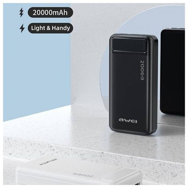 Powerbank 20000mAh 2xUSB + PD + Micro USB AWEI (P6K) black 6954284004411