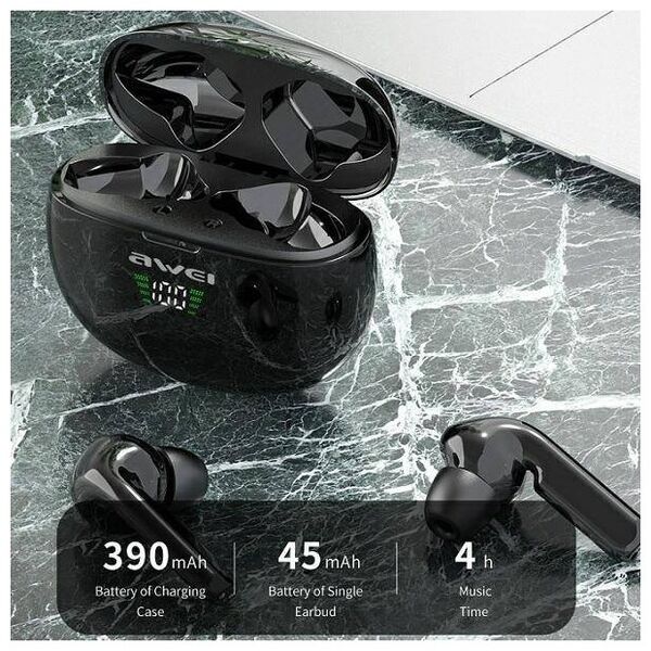 Bluetooth 5.0 TWS Headphones + AWEI Docking Station (T15P) black 6954284042185