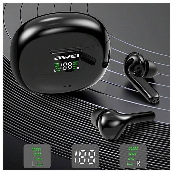 Bluetooth 5.0 TWS Headphones + AWEI Docking Station (T15P) black 6954284042185